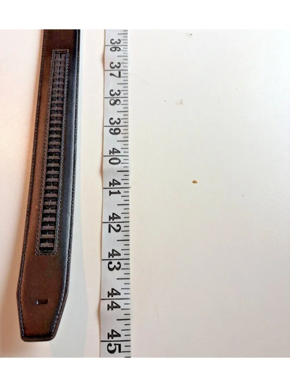 Perry Ellis Men's Ratchet Belt Size XL Brown Bonded Leather Quiet Luxury Office
